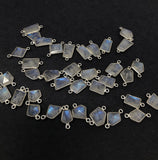Moonstone Connector, Gemstone Connector, Silver Connector, Bezel Connector, Jewelry Supplies, Moonstone Charm, Jewelry Findings, DIY Jewelry