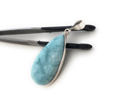 Larimar Pendant, Gemstone Pendant, Larimar, Gemstone Jewelry, Silver Pendant, Sterling Silver Pendant, Natural Gemstone Pendant, 57x20x7mm