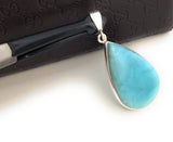 Larimar Pendant, Gemstone Pendant, Gemstone Jewelry, Bohemian Jewelry, Sterling Silver Pendant, Natural Gemstone Pendant, 52x23.75mm