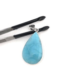Larimar Pendant, Gemstone Pendant, Gemstone Jewelry, Bohemian Jewelry, Sterling Silver Pendant, Natural Gemstone Pendant, 52x23.75mm