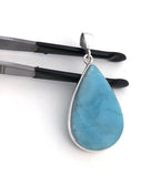 Larimar Pendant, Gemstone Pendant, Gemstone Jewelry, Bohemian Jewelry, Sterling Silver Pendant, Natural Gemstone Pendant, 52x23.75mm