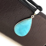 Larimar Pendant, Gemstone Pendant, Gemstone Jewelry, Bohemian Jewelry, Sterling Silver Pendant, Natural Gemstone Pendant, 52x23.75mm