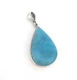 Larimar Pendant, Gemstone Pendant, Gemstone Jewelry, Bohemian Jewelry, Sterling Silver Pendant, Natural Gemstone Pendant, 52x23.75mm