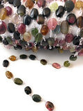 Multi Tourmaline Rosary Chain, Gemstone Chain, Sold by the Foot, Wire Wrapped Chain, Jewelry Supplies, Rosary Chain Supplies, 7x5mm-9x7mm
