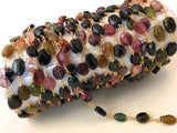 Multi Tourmaline Rosary Chain, Gemstone Chain, Sold by the Foot, Wire Wrapped Chain, Jewelry Supplies, Rosary Chain Supplies, 7x5mm-9x7mm