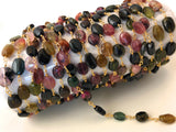 Multi Tourmaline Rosary Chain, Gemstone Chain, Sold by the Foot, Wire Wrapped Chain, Jewelry Supplies, Rosary Chain Supplies, 7x5mm-9x7mm
