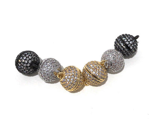 Micro Pave Magnetic Clasps, Pave Clasps, Round Magnetic Jewelry Clasps, Pave Clasps, CZ Micro Pave Clasps, Jewelry Clasps, 16.5x12mm, 1 Pc
