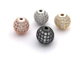 10mm Shamballa Beads, CZ Micro Pave Beads, Spacer Beads for Jewelry Making, Jewelry Supplies, Gold- Silver- Rose Gold Beads, 1 Pc