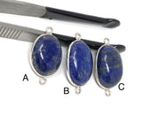 3 Pcs Lapis Lazuli Gemstone Connector, Jewelry Findings for DIY Jewelry Making, Wholesale Bulk Sterling Silver Gemstone Findings, Bulk Lot