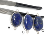 3 Pcs Lapis Lazuli Gemstone Connector, Jewelry Findings for DIY Jewelry Making, Wholesale Bulk Sterling Silver Gemstone Findings, Bulk Lot