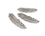 Feather Pendant, Leaf Charm, Jewelry Supplies, Jewelry Findings, Silver Findings, Pave Charm, DIY Jewelry, Jewelry Making, CZ Charms