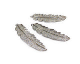 Feather Pendant, Leaf Charm, Jewelry Supplies, Jewelry Findings, Silver Findings, Pave Charm, DIY Jewelry, Jewelry Making, CZ Charms