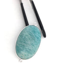 Amazonite Connectors, Gemstone Connectors, Silver Connector, Bezel Connector, Jewelry Supplies, Jewelry Making, Amazonite, 44.45x22.5mm