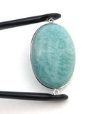Amazonite Connectors, Gemstone Connectors, Silver Connectors, Bezel Connectors, Jewelry Supplies, Jewelry Making, Amazonite, 41.25x24mm