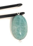 Amazonite Connectors, Gemstone Connectors, Silver Connectors, Bezel Connectors, Jewelry Supplies, Jewelry Making, Amazonite, 41.25x24mm