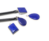 4 Pcs Lapis Lazuli Charms, Gemstone Charms, Bezel Charms, Jewelry Supplies, Jewelry Making, Jewelry Findings, DIY Jewelry, Wholesale Charms