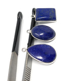 3 Pcs Lapis Lazuli Charms, Gemstone Charms, Bezel Charms, Jewelry Supplies, Jewelry Making, Jewelry Findings, Wholesale Charms, Blue Charms