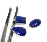 3 Pcs Lapis Lazuli Charms, Gemstone Charms, Bezel Charms, Jewelry Supplies, Jewelry Making, Jewelry Findings, Wholesale Charms, Blue Charms