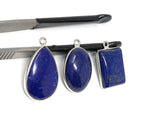 3 Pcs Lapis Lazuli Charms, Gemstone Charms, Bezel Charms, Jewelry Supplies, Jewelry Making, Jewelry Findings, Wholesale Charms, Blue Charms