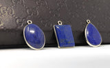 3 Pcs Lapis Lazuli Charms, Gemstone Charms, Bezel Charms, Jewelry Supplies, Jewelry Making, Jewelry Findings, Wholesale Charms, Blue Charms