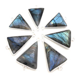 Labradorite Connectors, Gemstone Connectors, Silver Connectors, Bezel Connectors, Jewelry Supplies, Jewelry Making, Natural Labradorite