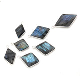 Labradorite Charms, Gemstone Charms, Sterling Silver Charms, Bezel Charms, Jewelry Supplies, Jewelry Making, Wholesale Charms, Bulk Charms