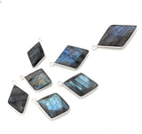 Labradorite Charms, Gemstone Charms, Sterling Silver Charms, Bezel Charms, Jewelry Supplies, Jewelry Making, Wholesale Charms, Bulk Charms