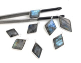 Labradorite Charms, Gemstone Charms, Sterling Silver Charms, Bezel Charms, Jewelry Supplies, Jewelry Making, Wholesale Charms, Bulk Charms