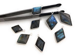 Labradorite Charms, Gemstone Charms, Sterling Silver Charms, Bezel Charms, Jewelry Supplies, Jewelry Making, Wholesale Charms, Bulk Charms