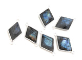 Labradorite Gemstone Connectors, Silver Bezel Connectors, Jewelry Supplies for Jewelry Making, Wholesale Bulk Jewelry Findings