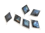 Labradorite Gemstone Connectors, Silver Bezel Connectors, Jewelry Supplies for Jewelry Making, Wholesale Bulk Jewelry Findings