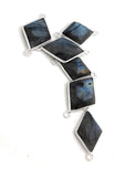 Labradorite Gemstone Connectors, Silver Bezel Connectors, Jewelry Supplies for Jewelry Making, Wholesale Bulk Jewelry Findings