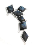 Labradorite Gemstone Connectors, Silver Bezel Connectors, Jewelry Supplies for Jewelry Making, Wholesale Bulk Jewelry Findings