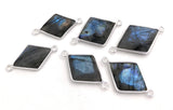 Labradorite Gemstone Connectors, Silver Bezel Connectors, Jewelry Supplies for Jewelry Making, Wholesale Bulk Jewelry Findings