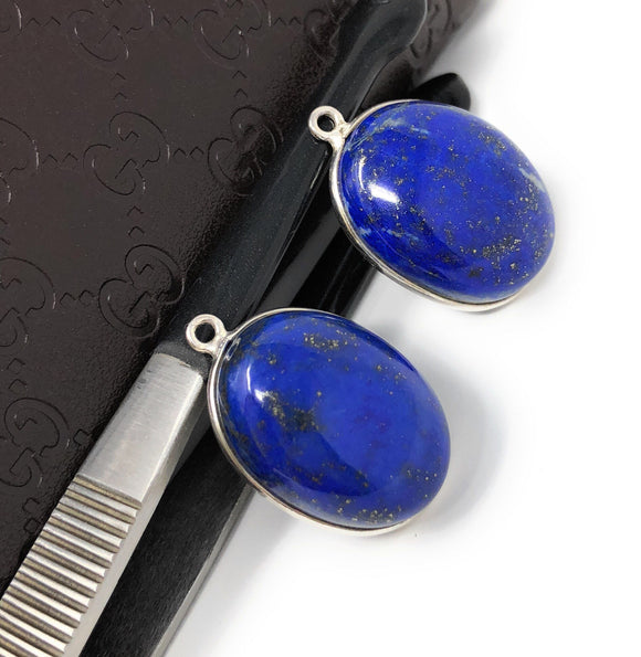 2 Pcs Lapis Lazuli Charms, Gemstone Charms, Bezel Charms, Jewelry Supplies, Jewelry Making, Jewelry Findings, DIY Jewelry, Wholesale Charms