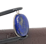 Lapis Lazuli Gemstone Charm, Lapis Lazuli Silver Charm, DIY Jewelry Making, 24x15.75mm