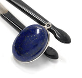 Lapis Lazuli Gemstone Charm, Sterling Silver Charm for DIY Jewelry Making, 26x17x7mm