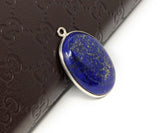 Lapis Lazuli Gemstone Charm, Sterling Silver Charm for DIY Jewelry Making, Jewelry Findings, 27x18.5mm