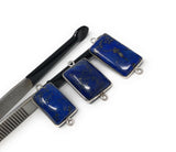 3 Pcs Lapis Lazuli Connectors, Gemstone Connectors, Bezel Connectors, Jewelry Supplies, Jewelry Making, Jewelry Findings, Lapis Lazuli Links