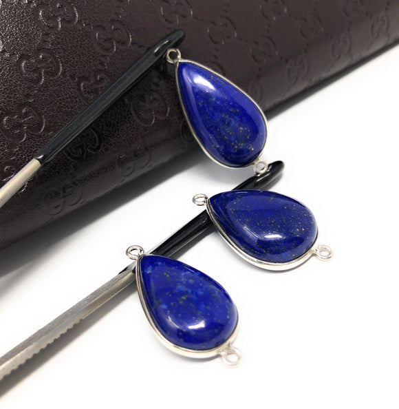 3 Pcs Lapis Lazuli Connectors, Gemstone Connectors, Bezel Connectors, Jewelry Supplies, Jewelry Making, Jewelry Findings, Lapis Lazuli Links