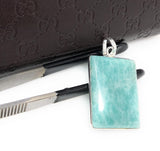 Amazonite, Amazonite Pendant, Gemstone Pendant, Silver Pendant, Sterling Silver Pendant, Natural Gemstone Pendant, Blue Pendant, 41.25x22mm