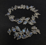 Moonstone Connector, Gemstone Connector, Silver Connector, Bezel Connector, Jewelry Supplies, Moonstone Charm, Jewelry Findings, DIY Jewelry