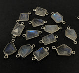 Moonstone Connector, Gemstone Connector, Silver Connector, Bezel Connector, Jewelry Supplies, Moonstone Charm, Jewelry Findings, DIY Jewelry