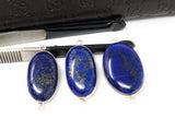 3 Pcs Lapis Lazuli Gemstone Connector, Lapis Lazuli Silver Connector, Jewelry Supplies for Jewelry Making, Wholesale Jewelry Findings,