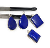 4 Pcs Lapis Lazuli Charms, Gemstone Charms, Bezel Charms, Jewelry Supplies, Jewelry Making, Jewelry Findings, DIY Jewelry, Wholesale Charms