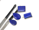 4 Pcs Lapis Lazuli Charms, Gemstone Charms, Bezel Charms, Jewelry Supplies, Jewelry Making, Jewelry Findings, DIY Jewelry, Wholesale Charms