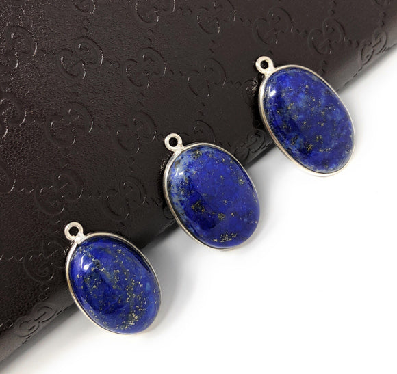 3 Pcs Lapis Lazuli Charms, Gemstone Charms, Bezel Charms, Jewelry Supplies, Jewelry Making, Jewelry Findings, DIY Jewelry, Wholesale Charms