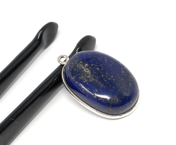 Lapis Lazuli Gemstone Charm, Lapis Lazuli Silver Charm, DIY Jewelry Making, 24x15.75mm