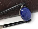 Lapis Lazuli Gemstone Charm, Sterling Silver Charm for DIY Jewelry Making, 26x17x7mm