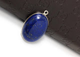 Lapis Lazuli Gemstone Charm, Sterling Silver Charm for DIY Jewelry Making, 26x17x7mm